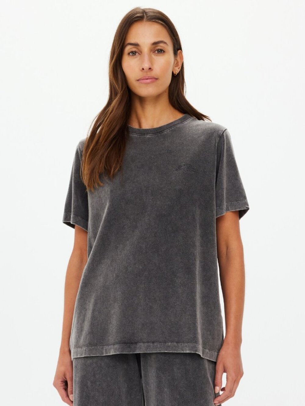 The Upside SOHO EVA CREW NECK TEE, washed black cotton grey, size M